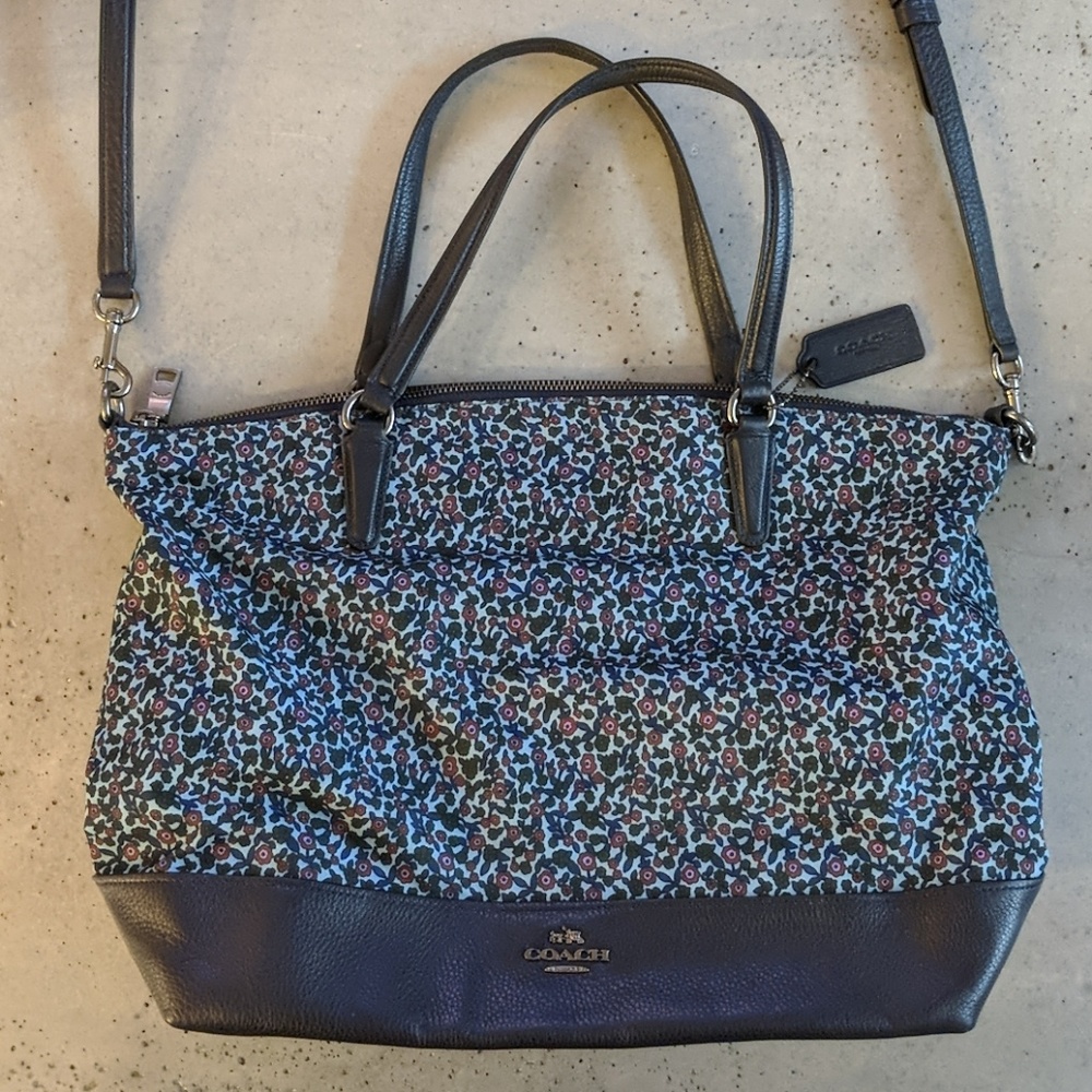 COACH Nylon Satchel - Ranch Floral Print - Navy
